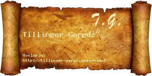 Tillinger Gergő névjegykártya